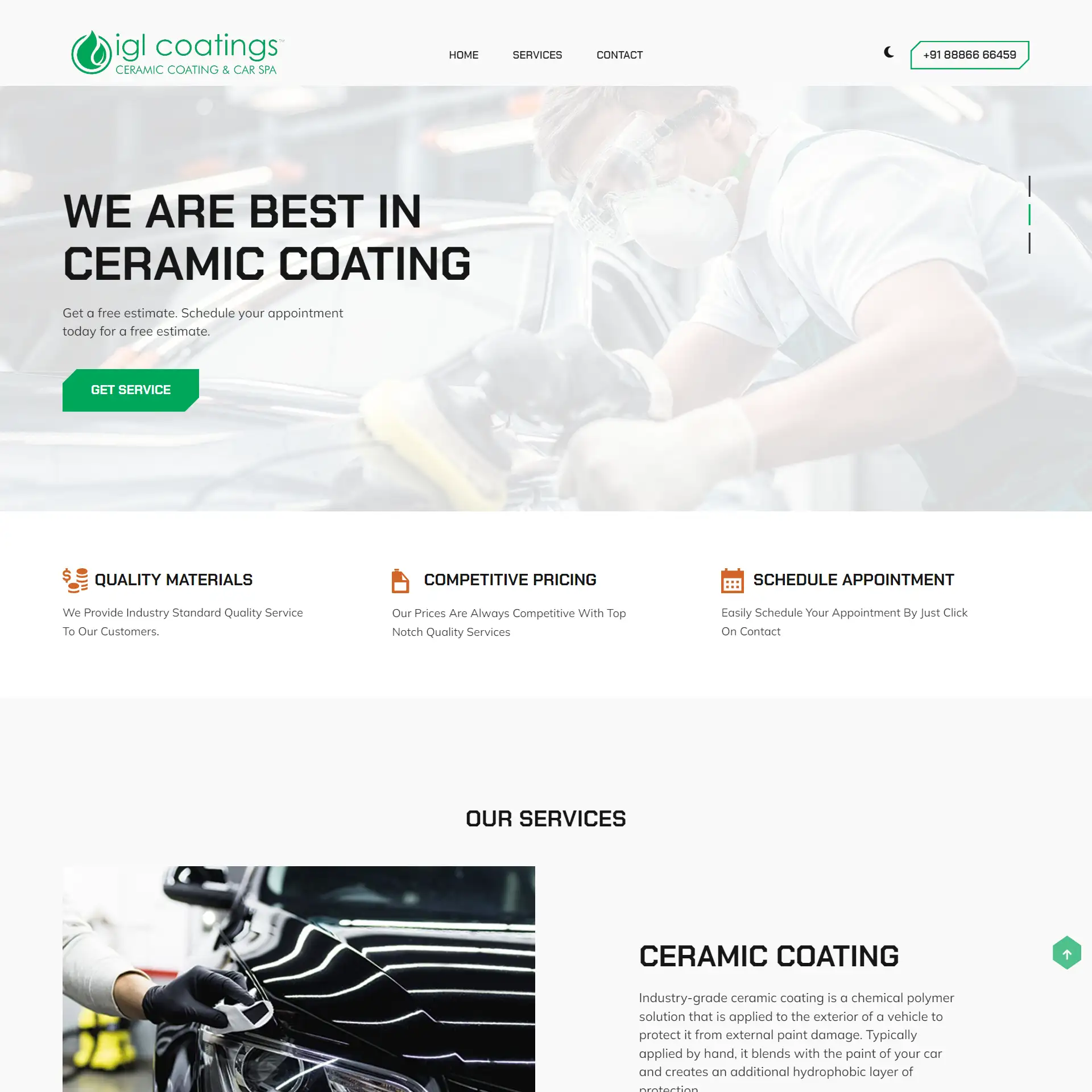web design project for IGI Coating Hyderabad