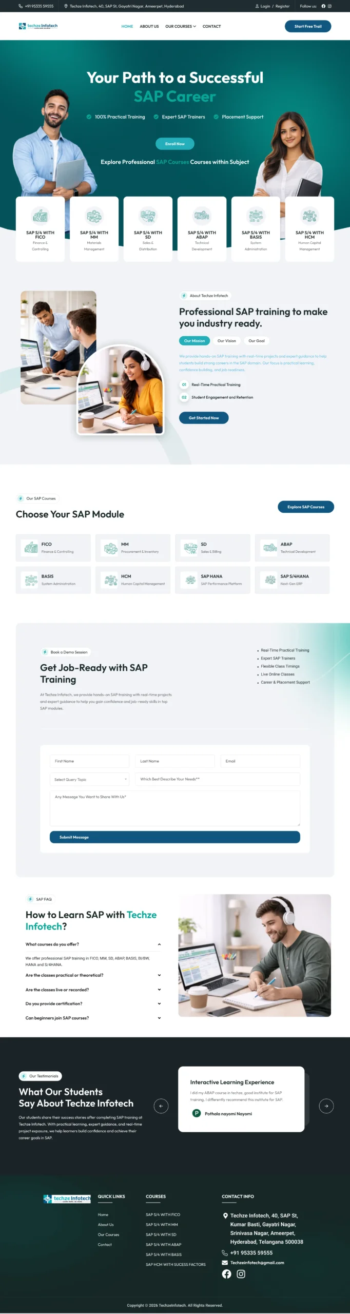 SAP training website development Hyderabad