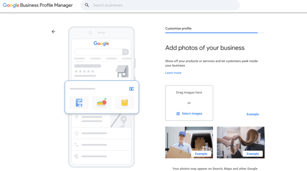 google my business setup add photos of your business